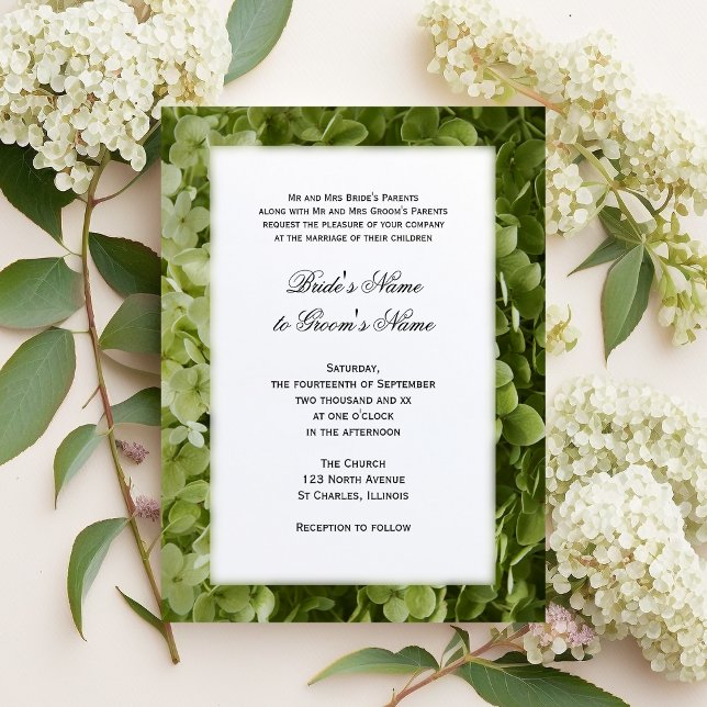 Invitation Mariage Floral Hydrangea Vert (Créateur téléchargé)