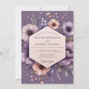Invitation Mariage Floral Impressionniste aux Prunes