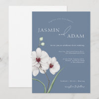 Mariage Floral Initiales Orchidée Blanche Bleu Pou