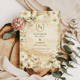 Invitation Mariage floral ivoire russe Boho