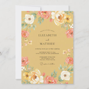 Invitation Mariage Floral Jaune Automnal Prospère