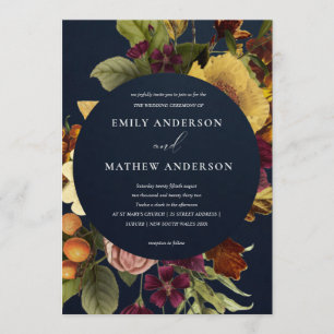 INVITATION MARIAGE FLORAL JAUNE DE LA MARINE VINTAGE RÉTRO BU