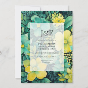 Invitation Mariage floral jaune et vert