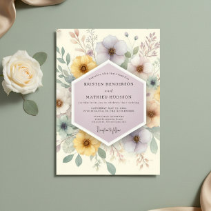 Invitation Mariage Floral Jaune Pâle