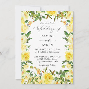 Invitation Mariage Floral Jaune V2