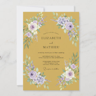 Invitation Mariage Floral Lavande Doré Romance