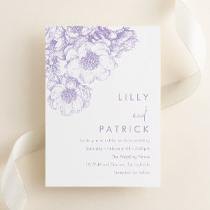 Invitation Mariage Floral Lavande Élégant
