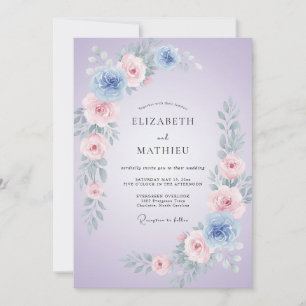 Invitation Mariage Floral Lavande et Pervenche