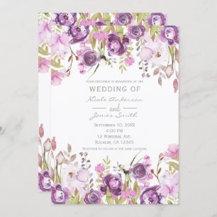 Invitation Mariage Floral Lavender Lilac