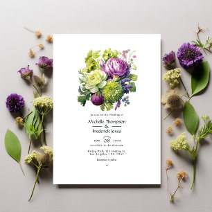 Invitation Mariage Floral Lime et Violet