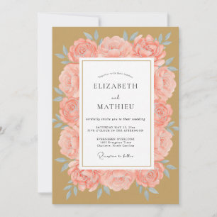 Invitation Mariage Floral Lumineux aux Pêches