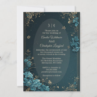 Invitation Mariage Floral Luxueux de Style Victorien Hérité