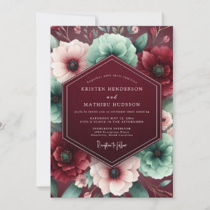 Invitation Mariage Floral Luxuriant Bourgogne