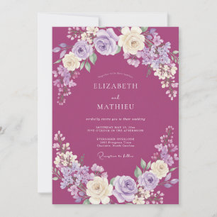 Invitation Mariage Floral Luxuriant Framboise