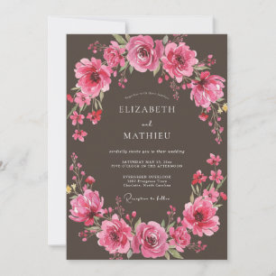 Invitation Mariage Floral Luxuriant Magenta