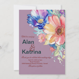 Invitation Mariage Floral Magenta Audacieux