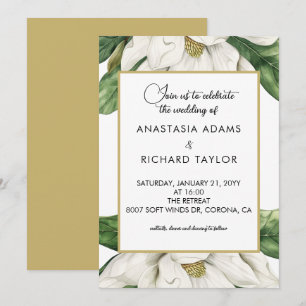 Invitation Mariage Floral Magnolia Blanche