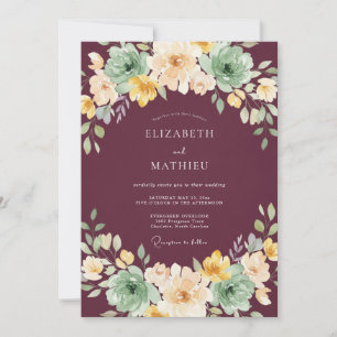 Invitation Mariage Floral Marron Clair
