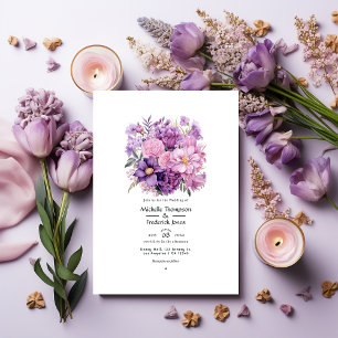 Invitation Mariage Floral Mauve