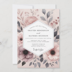 Invitation Mariage Floral Mauve Brouillard