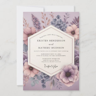 Invitation Mariage Floral Mauve Rêveur