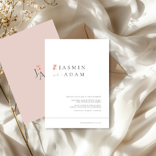 Invitation Mariage Floral Minimaliste Élégant Rose