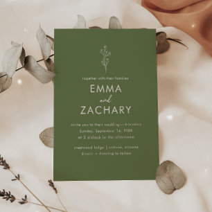 Invitation Mariage Floral Minimaliste Vert Olive
