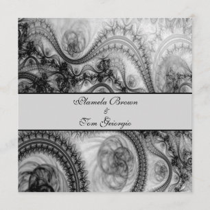 Invitation Mariage floral moderne à dentelle noire et blanche