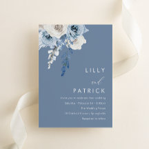 Mariage Floral Moderne Bleu Poussiéreux et Blanc