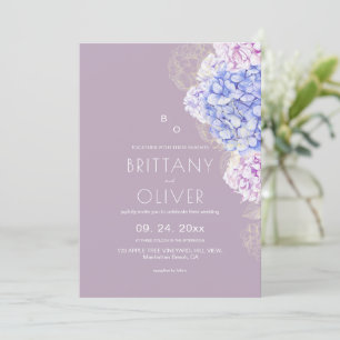 Invitation Mariage Floral Moderne Botanique Lilas et Blanc