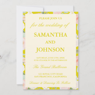 Invitation Mariage Floral Moderne de Citron Ivory en Monogram