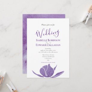 Invitation Mariage Floral Moderne de Lotus à l'Aquarelle Viol