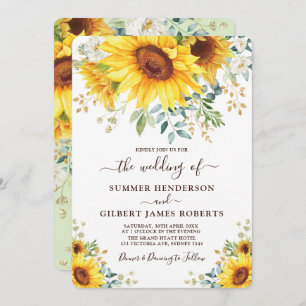 Invitation Mariage floral moderne de tournesol en été