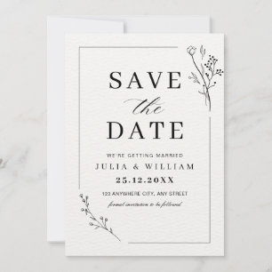 Invitation Mariage Floral Moderne Minimaliste d'Économie de D