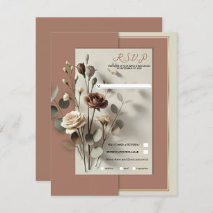 Invitation Mariage floral moderne Mocha Mousse RSVP