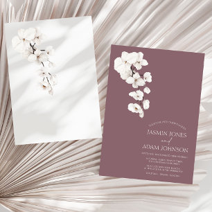 Invitation Mariage Floral Moderne Orchidée Blanche Violette