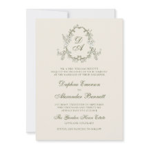 Mariage Floral Monogrammé Vert Vintage