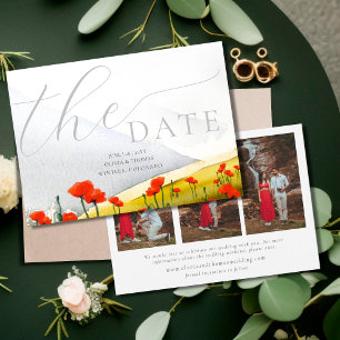 Invitation Mariage Floral Montagne Poppy 3 Photos Enregistrer