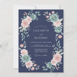 Invitation Mariage Floral Navy Lush