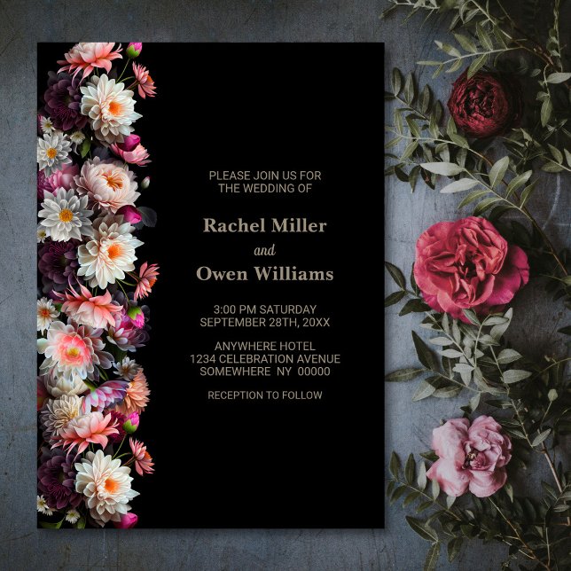 Invitation Mariage Floral noir (Créateur téléchargé)