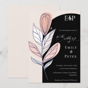 Invitation Mariage floral noir classique