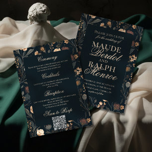 Invitation Mariage Floral Noir Contemporain Moderne