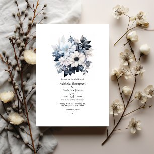 Invitation Mariage floral noir et blanc