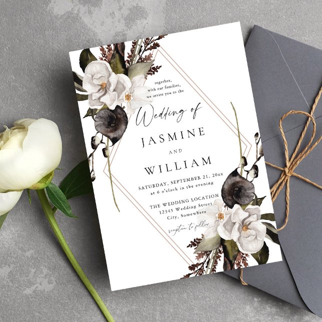 Invitation Mariage floral noir et blanc (Créateur téléchargé)