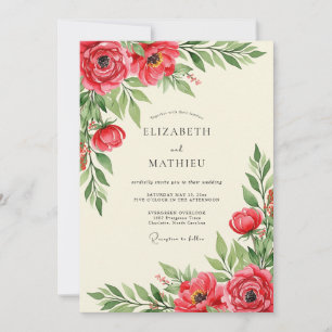 Invitation Mariage Floral Opulent Rouge