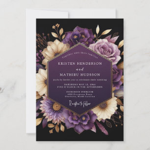 Invitation Mariage Floral Opulent Violet Foncé