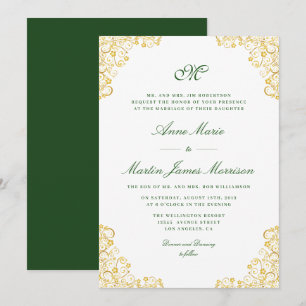Invitation mariage floral or