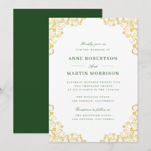 Invitation mariage floral or élégant
