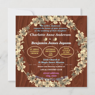 Invitation Mariage floral or rustique