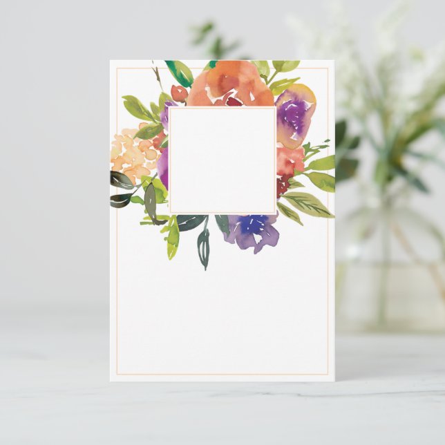 Invitation Mariage floral orange et violet budget vierge (Debout devant)